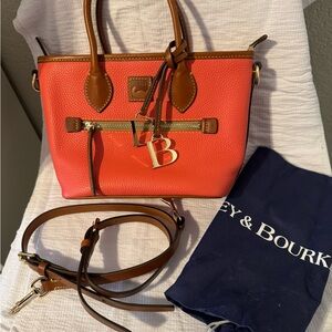 Dooney & Bourke Coral and Brown Satchel